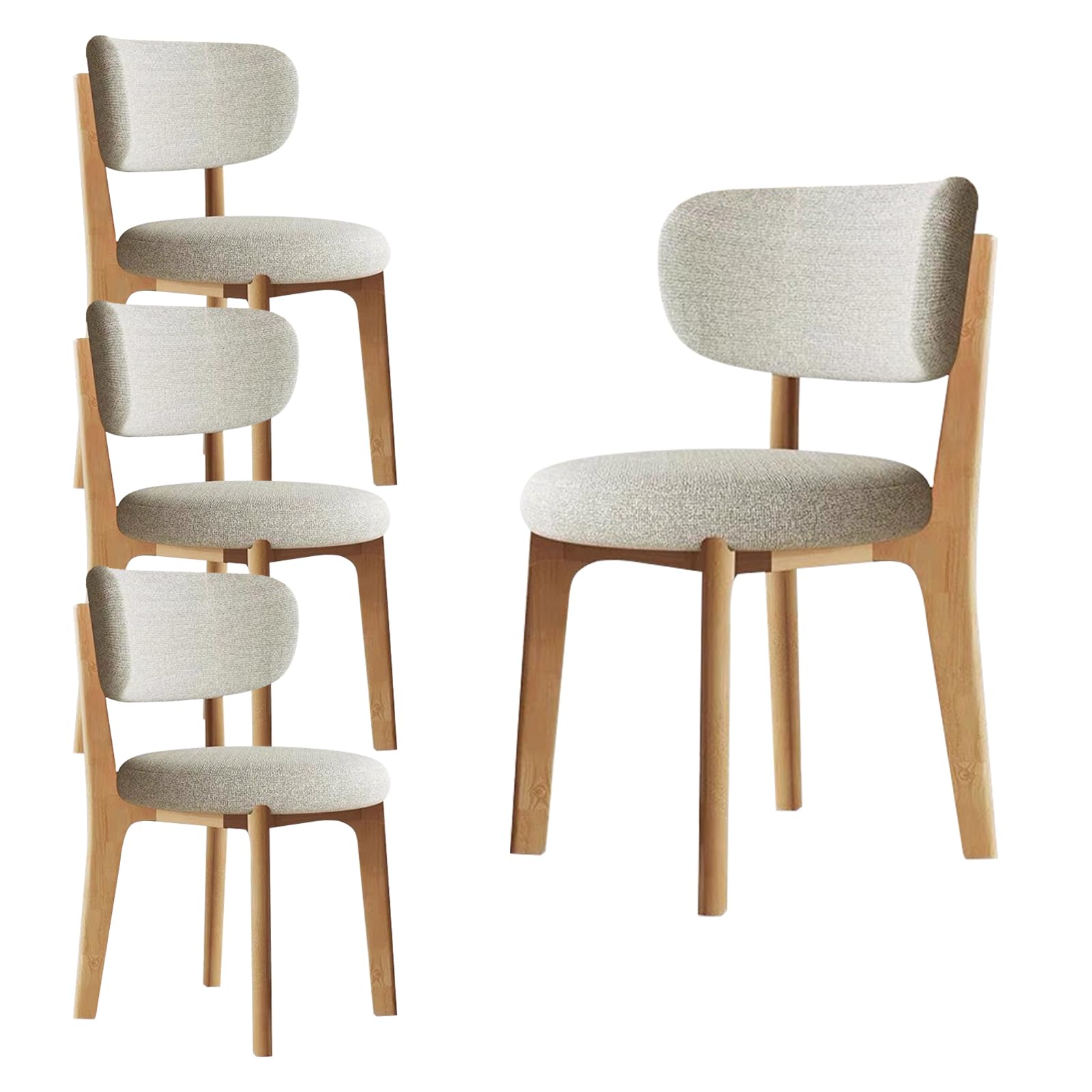 Esszimmerstühle 4er Set aus Holz, Moderne Polsterstuhl Essstühle, Küchenstühle mit Geschwungener Rückenlehne, Esszimmerstühle mit Holzbein für Esszimmer, Küche(Walnussbeine/Khaki)