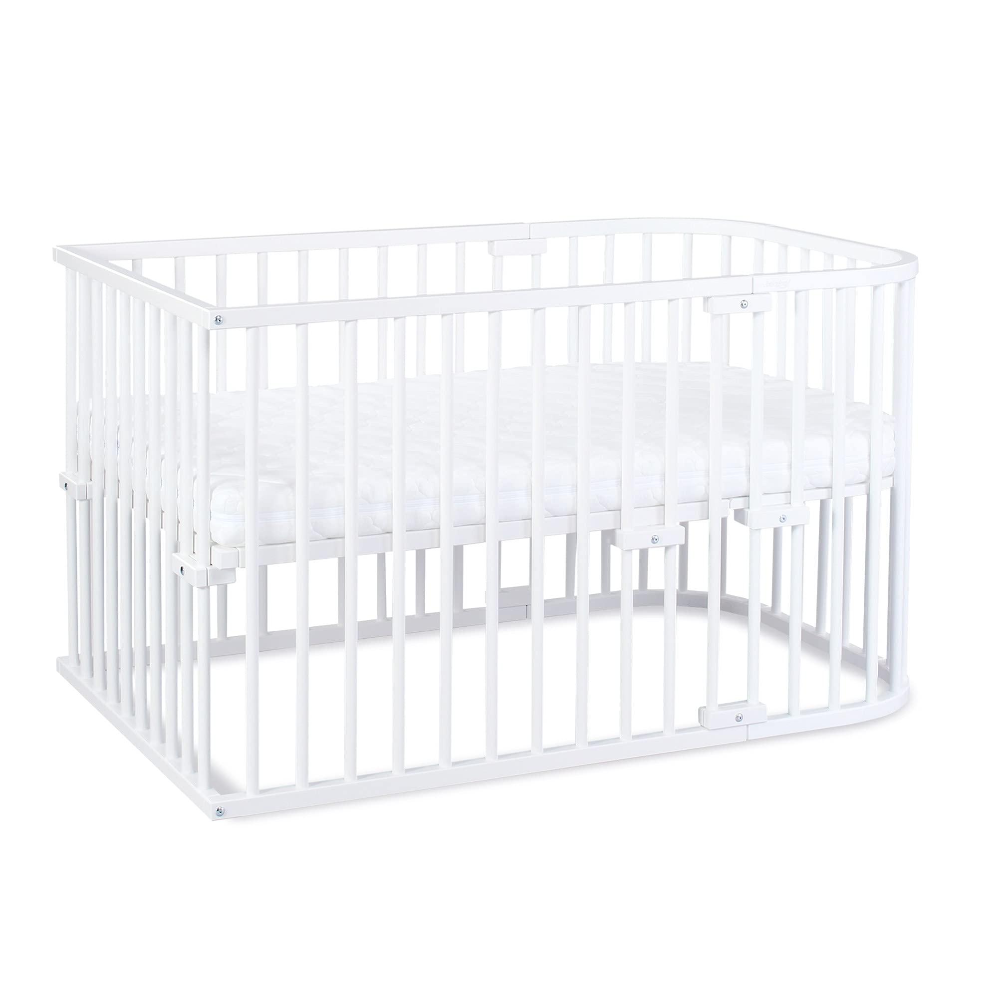 babybay Original Beistellbett aus massivem Buchenholz mit Matratze – Höhenverstellbares mitwachsendes Babybett