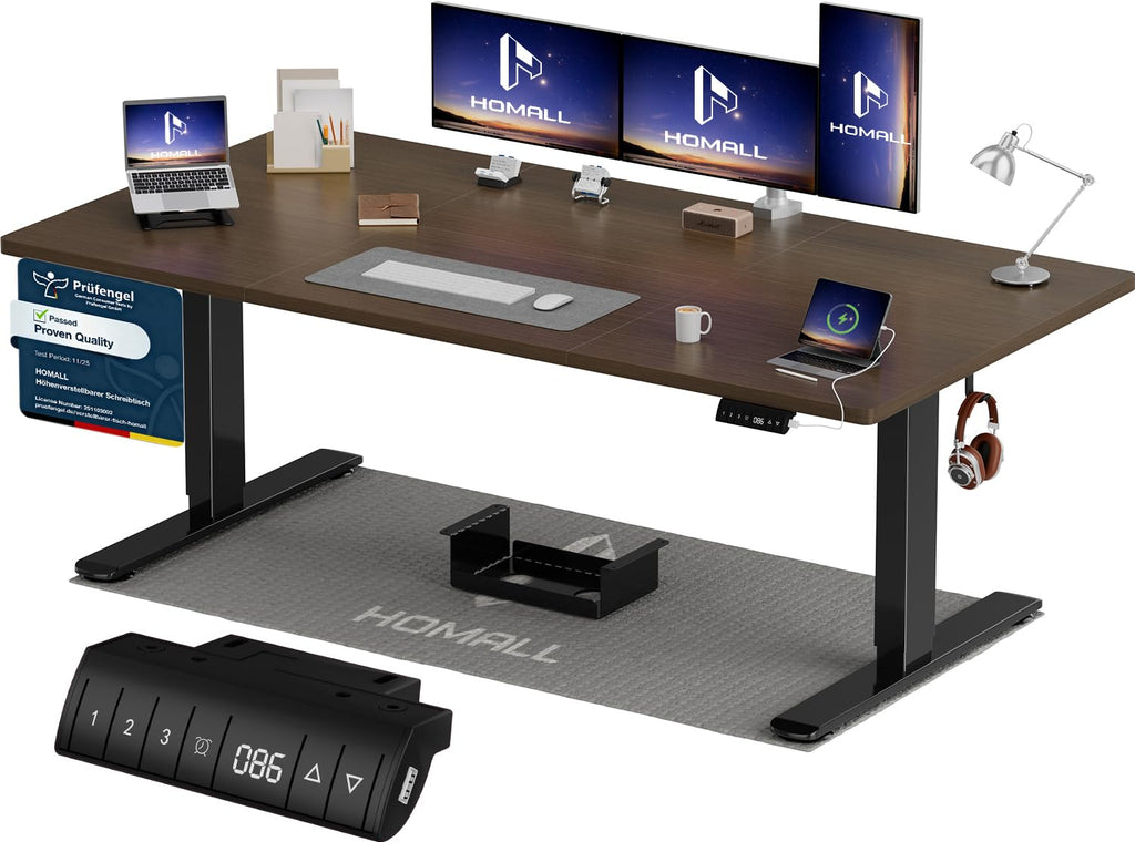 Homall Elektrischer Schreibtisch höhenverstellbar mit USB & Kabelmanagement – Standing Desk mit Memory-Funktion Weiß