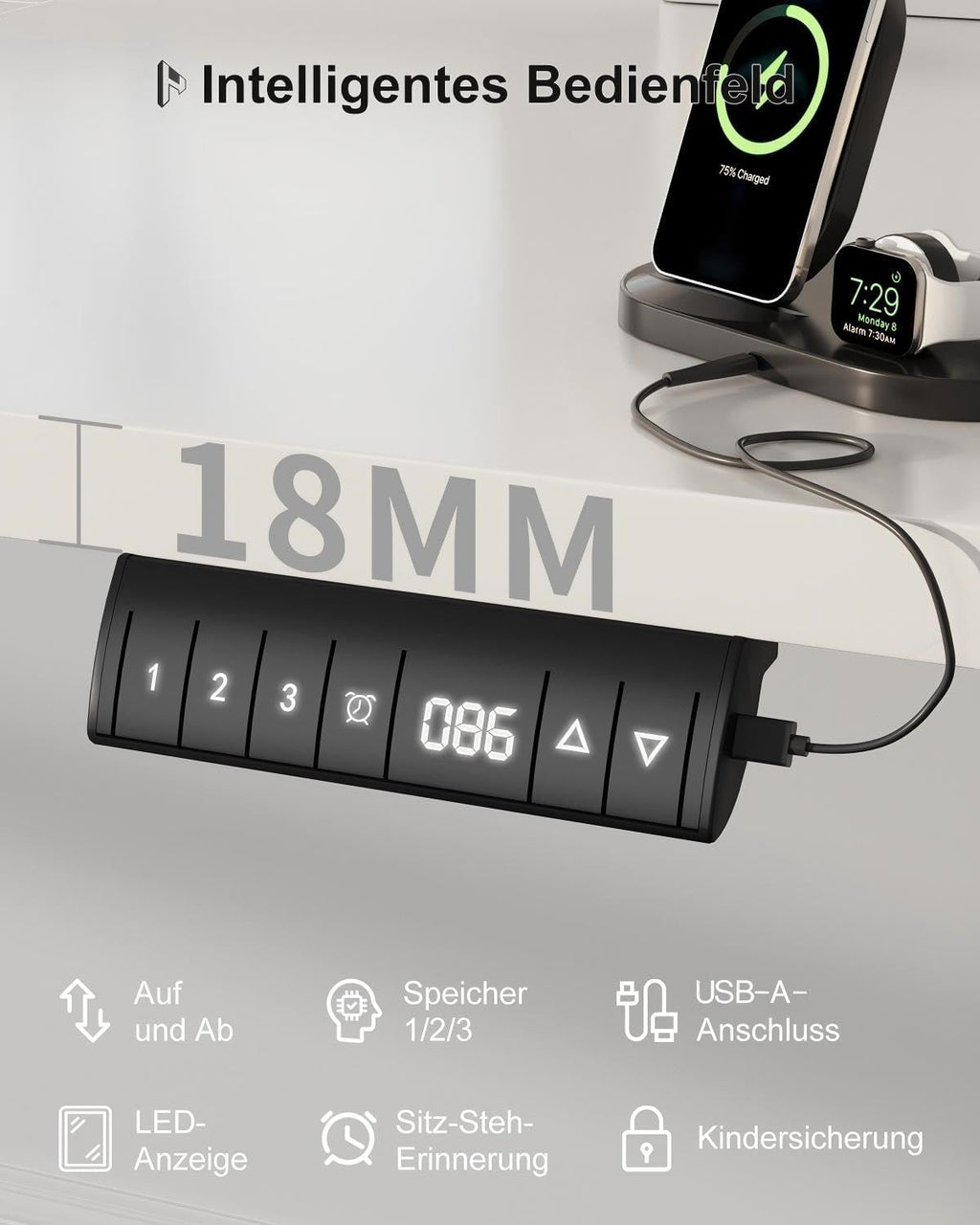 Homall Elektrischer Schreibtisch höhenverstellbar mit USB & Kabelmanagement – Standing Desk mit Memory-Funktion Weiß