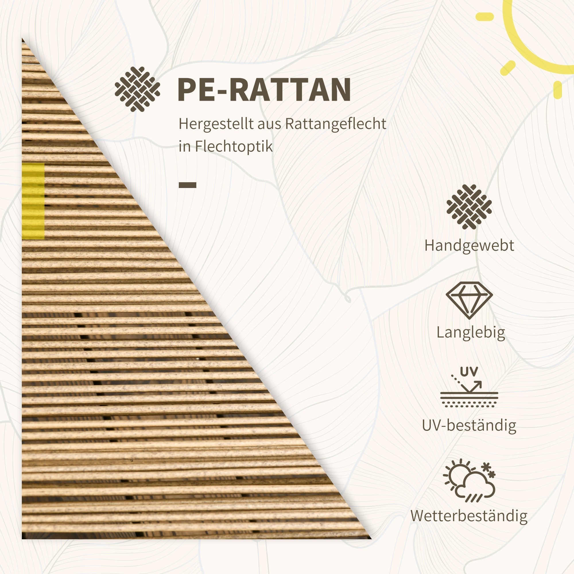 Rattan Sitzgruppe mit Polstern für Balkon und Terrasse – 2 Loungesessel und Tisch