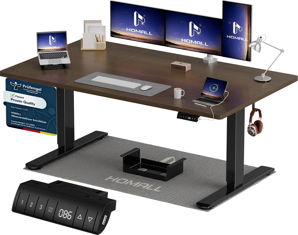 Homall Elektrischer Schreibtisch höhenverstellbar mit USB & Kabelmanagement – Standing Desk mit Memory-Funktion Weiß