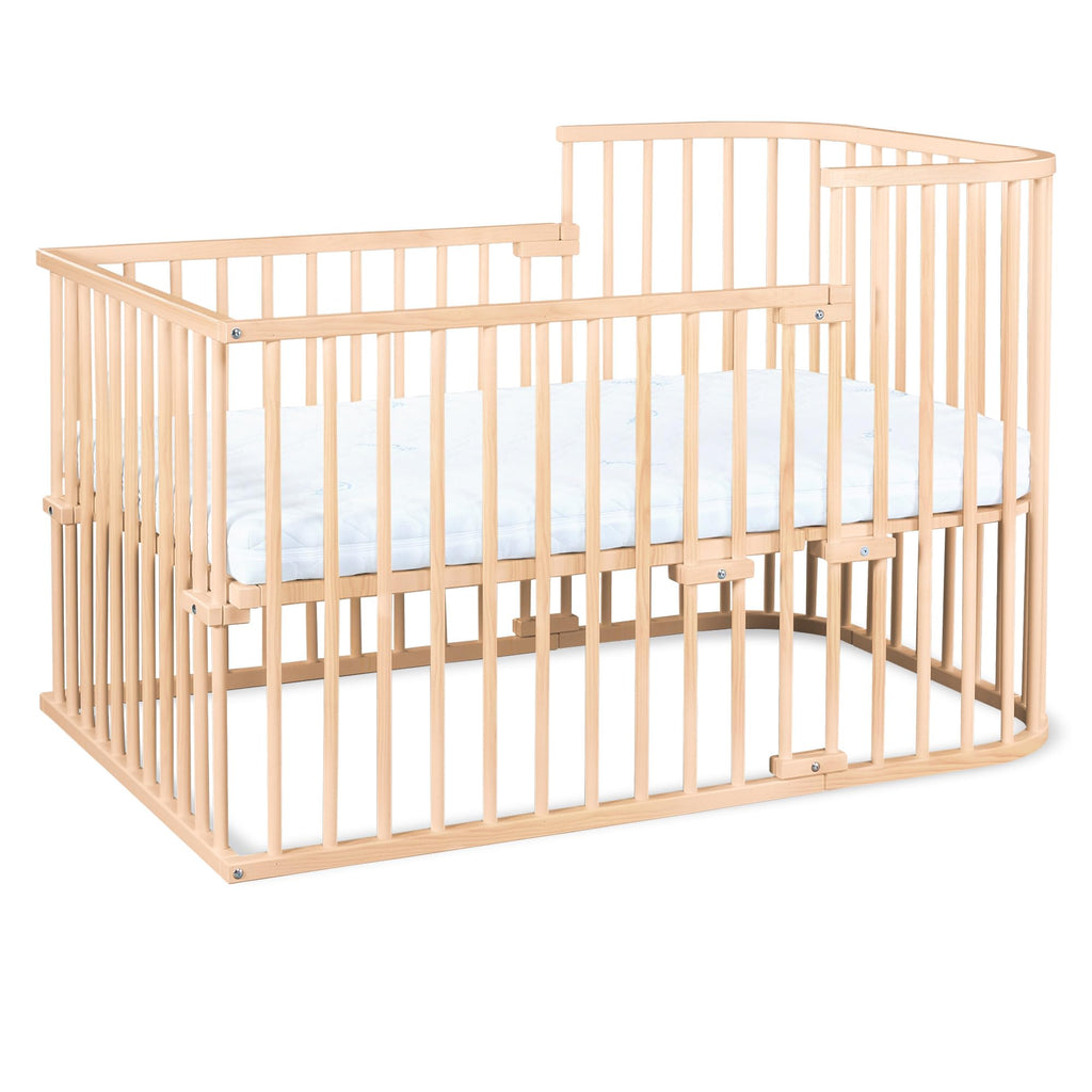 babybay Original Beistellbett aus massivem Buchenholz mit Matratze – Höhenverstellbares mitwachsendes Babybett