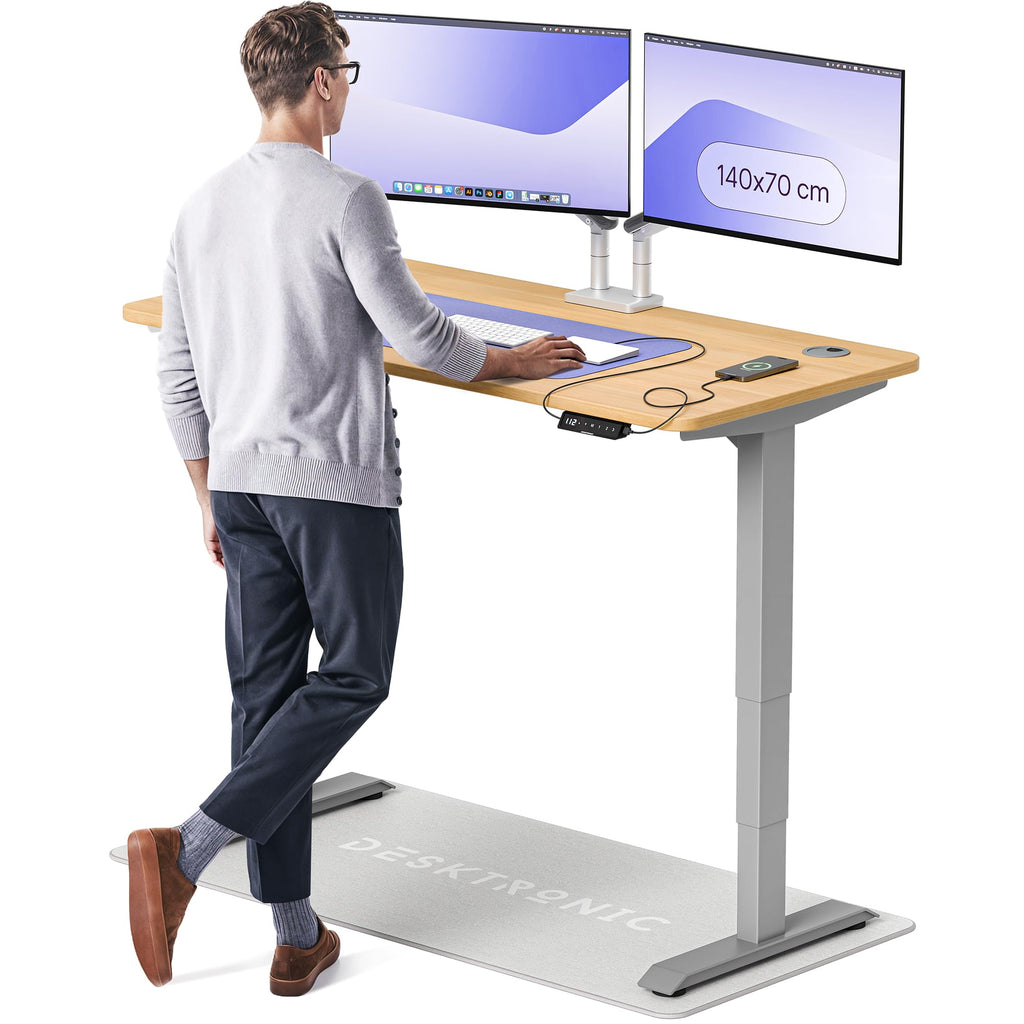 Desktronic HomePro Höhenverstellbarer Schreibtisch Elektrisch – Ergonomischer Steh Sitz Schreibtisch mit Dual Motor, Touchscreen, USB-A & USB-C