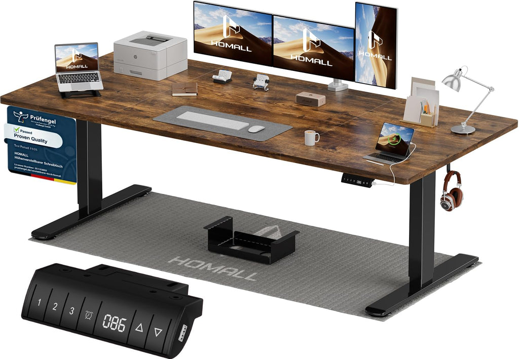 Homall Elektrischer Schreibtisch höhenverstellbar mit USB & Kabelmanagement – Standing Desk mit Memory-Funktion Weiß