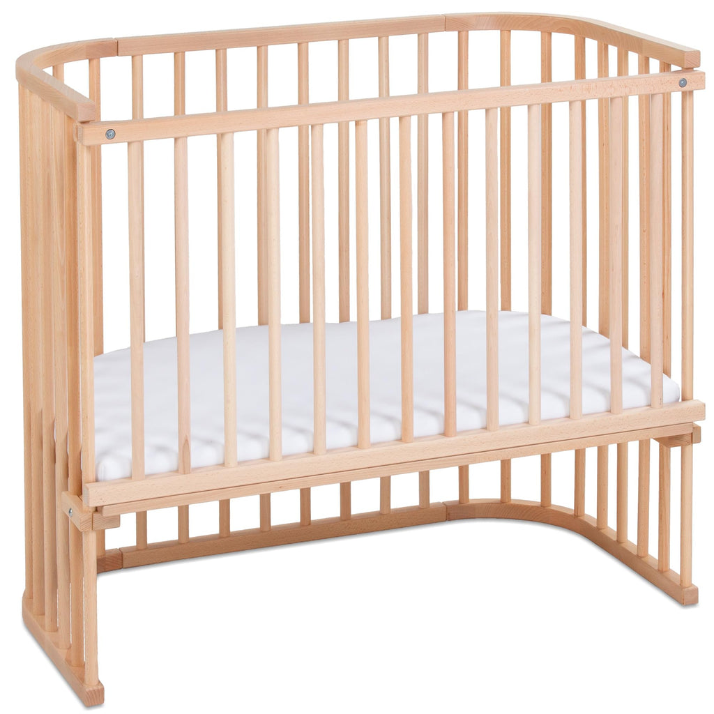 babybay Original Beistellbett aus massivem Buchenholz mit Matratze – Höhenverstellbares mitwachsendes Babybett