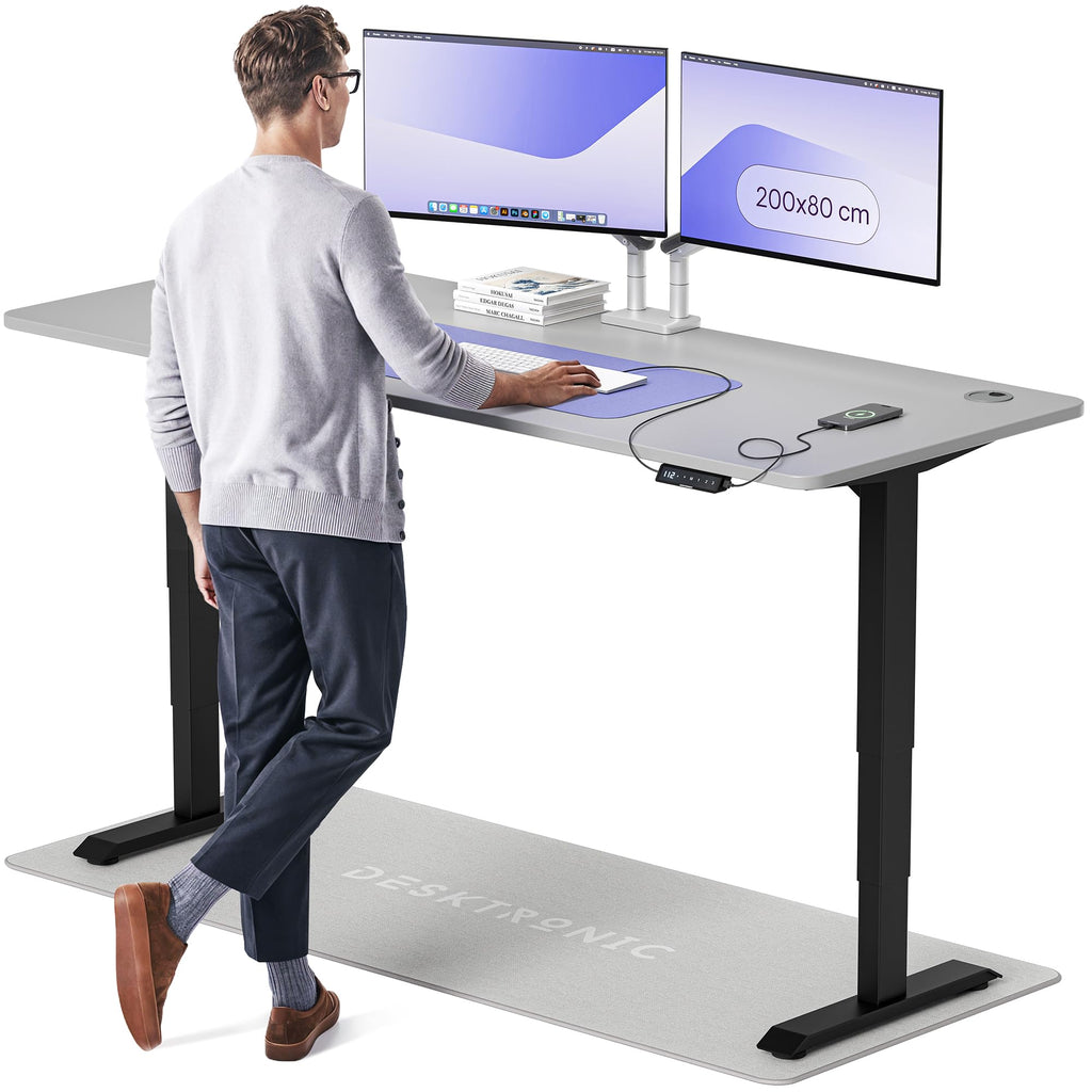 Desktronic HomePro Höhenverstellbarer Schreibtisch Elektrisch – Ergonomischer Steh Sitz Schreibtisch mit Dual Motor, Touchscreen, USB-A & USB-C