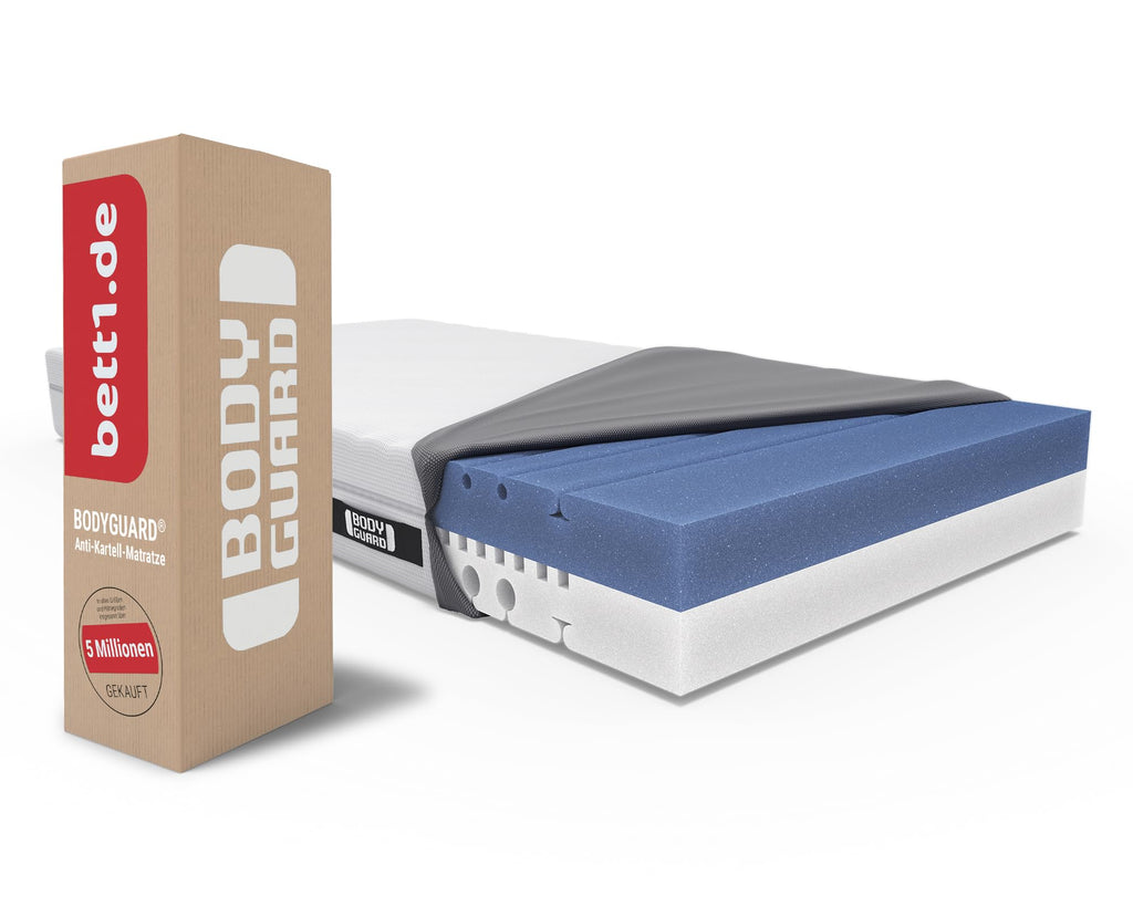 bett1 Bodyguard Matratze Ergonomisch 2in1 Liegehärte QXSchaum Waschbarer Bezug Weiß