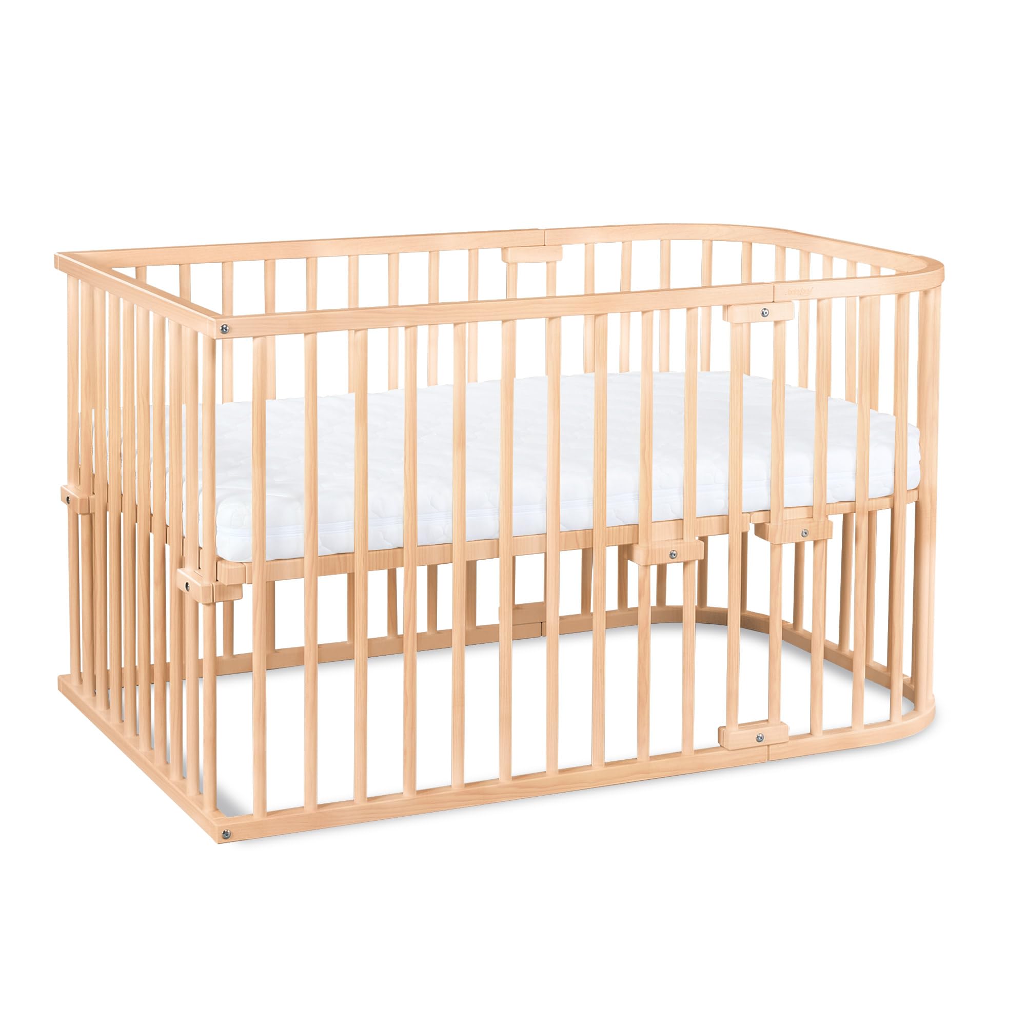 babybay Original Beistellbett aus massivem Buchenholz mit Matratze – Höhenverstellbares mitwachsendes Babybett