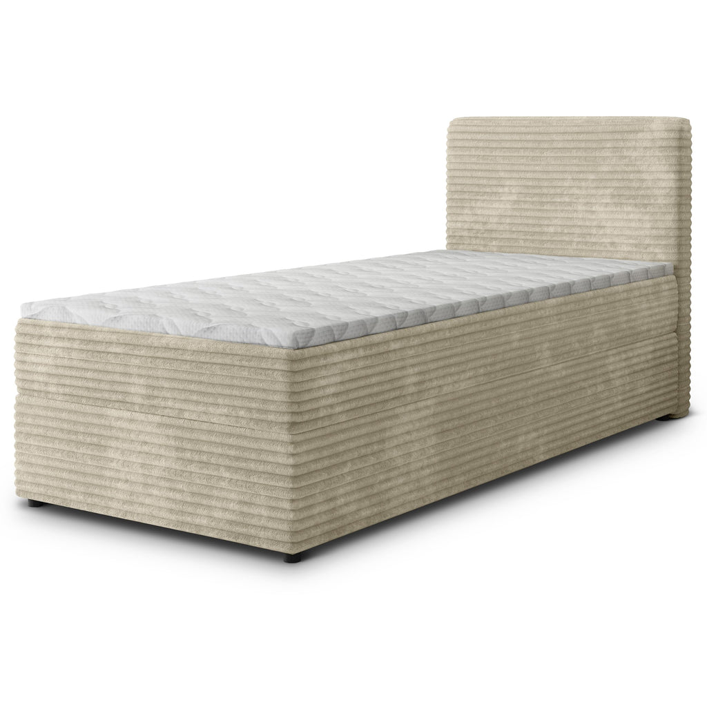 Masseno Boxspringbett PISA Polsterbett Creme mit Matratze & Topper, Bettkasten, gepolstertes Kopfteil TILIA 03