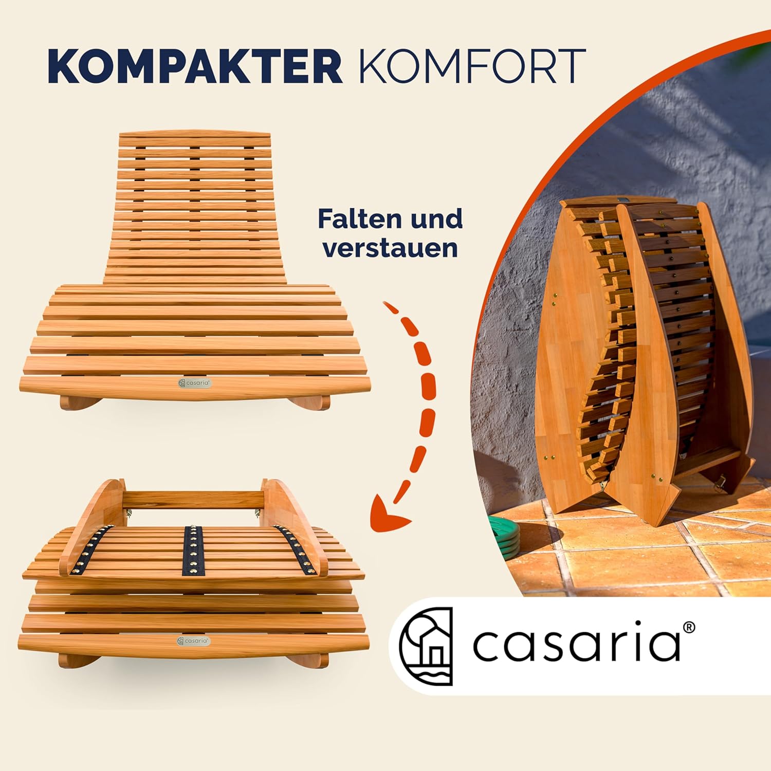 Casaria 2er Sonnenliege Akazienholz Klappbar Wetterfest FSC® Gartenliege Relaxliege bis 160kg Braun 195x60 cm