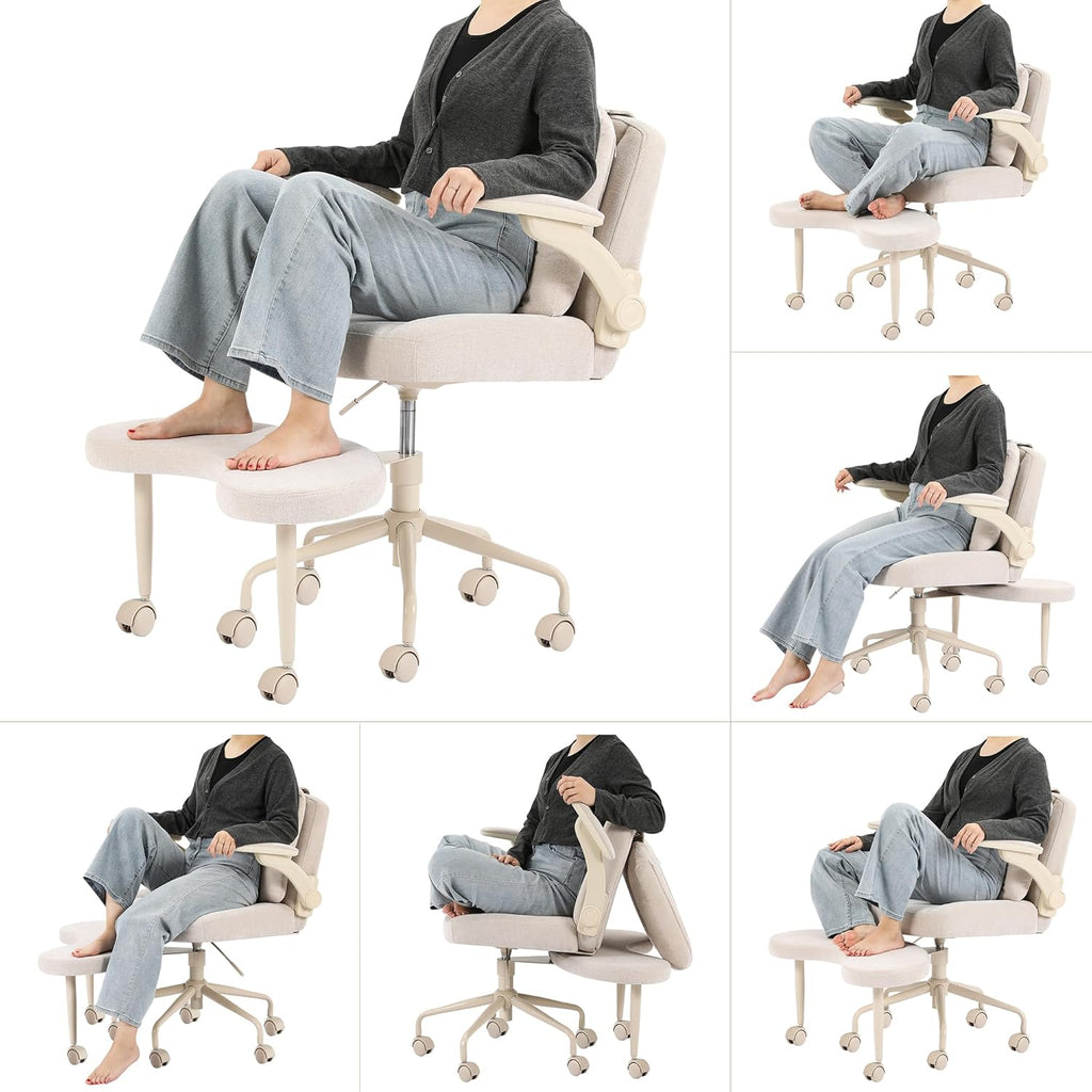 Pipersong ADHS Stuhl ergonomisch mit verstellbaren Armlehnen – Criss Cross Schreibtischstuhl mit Fußstütze & Rollen