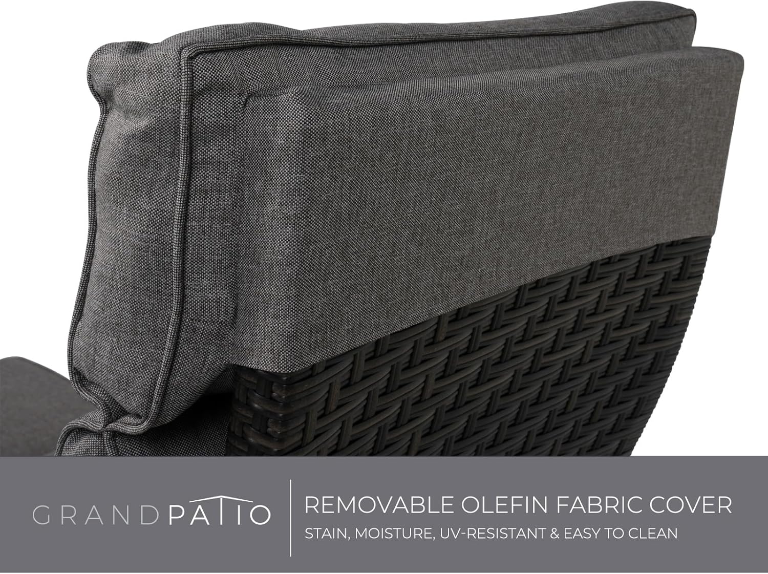 Grand patio Relaxliege Rattan Sonnenliege mit Verstellbarer Rückenlehne & Sitzkissen, Outdoor Liegesessel Braun/Dunkelgrau