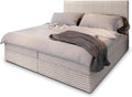 Masseno Boxspringbett PISA Polsterbett Creme mit Matratze & Topper, Bettkasten, gepolstertes Kopfteil TILIA 03