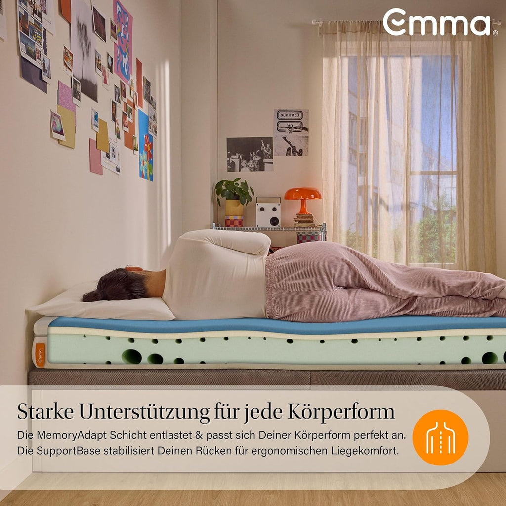 Emma One+ Matratze H2 H3 3-Zonen Memory Foam Matratze atmungsaktiv kühlender Bezug ergonomisch Schlafkomfort