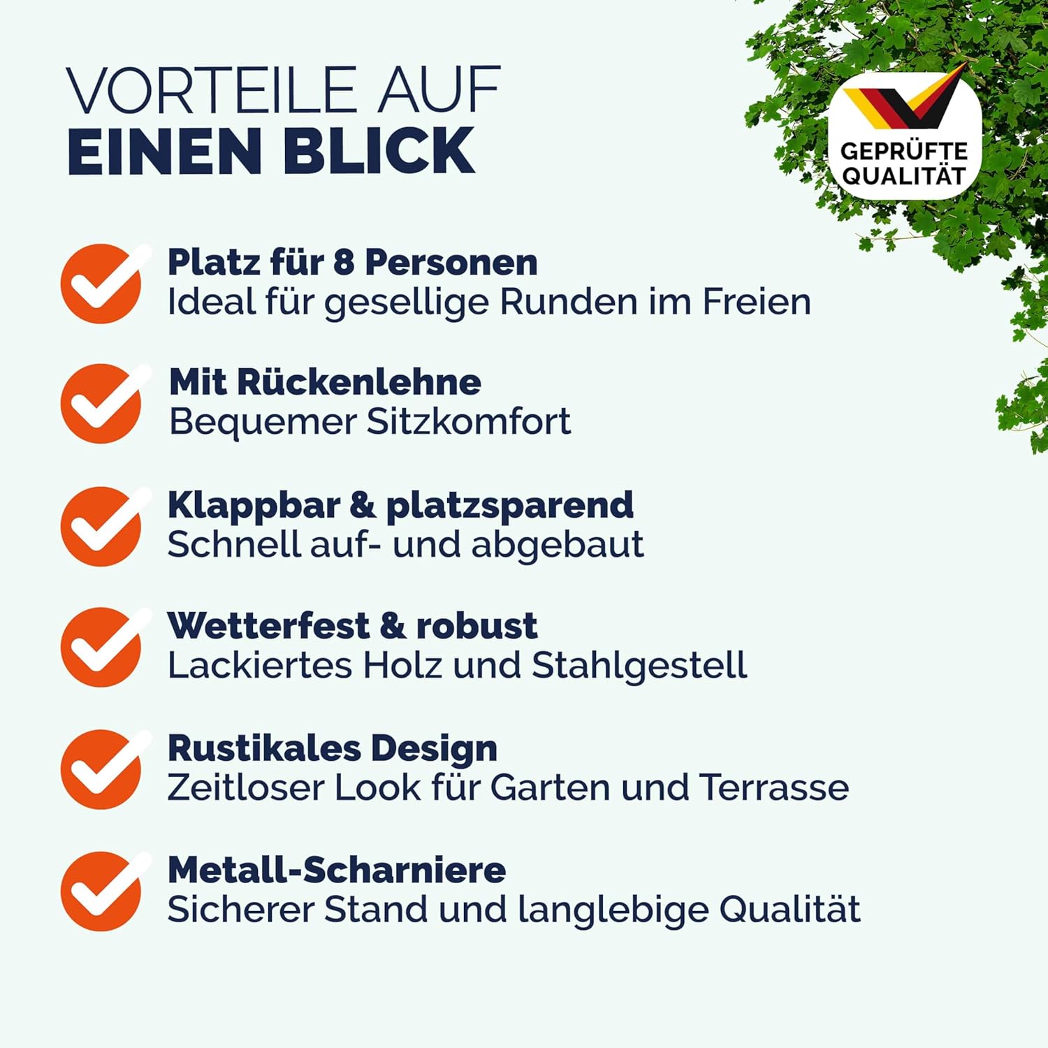 Casaria Bierzeltgarnitur 170 cm Braun Holz Stahl klappbar mit Lehne 3-teilig Bierbank Set Tisch Outdoor