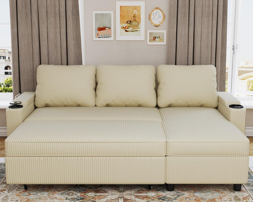 Devoko Ecksofa mit Schlaffunktion L-Form Schlafsofa mit Bettkasten Velours 3-Sitzer