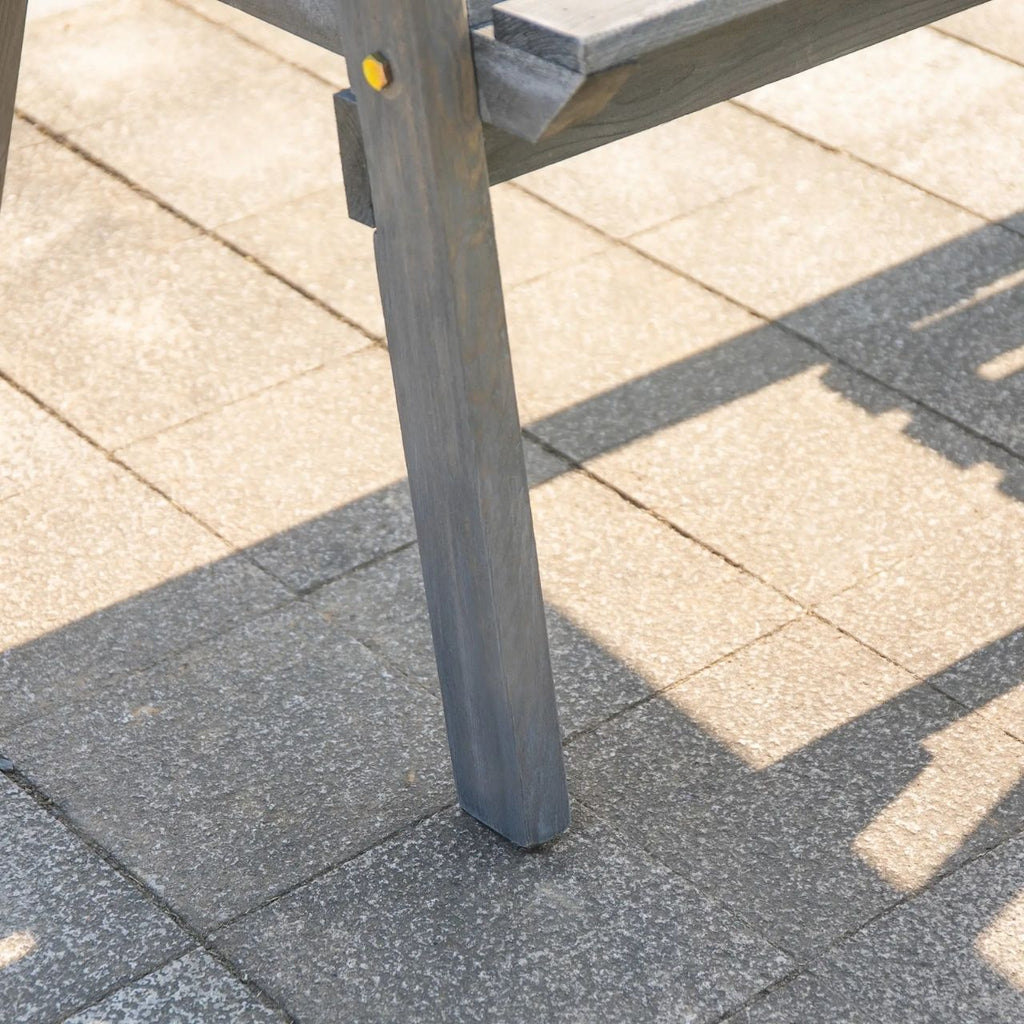 Gartenbank aus Massivholz mit integriertem Tisch – 2-Sitzer – 152 cm – Grau