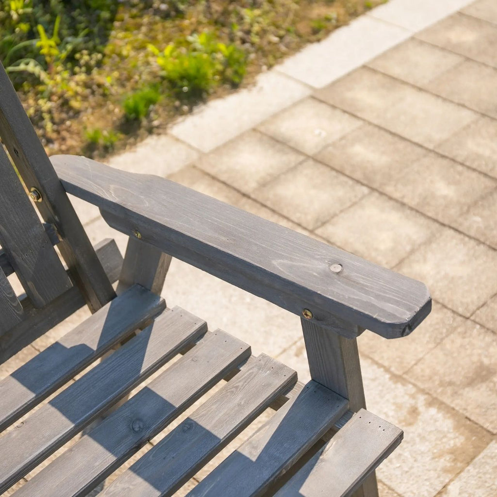Gartenbank aus Massivholz mit integriertem Tisch – 2-Sitzer – 152 cm – Grau