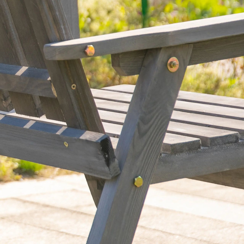 Gartenbank aus Massivholz mit integriertem Tisch – 2-Sitzer – 152 cm – Grau