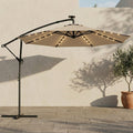 Ampelschirm 3×3 m mit Integrierter LED-Beleuchtung – 360° Verstellbar für Terrasse & Garten
