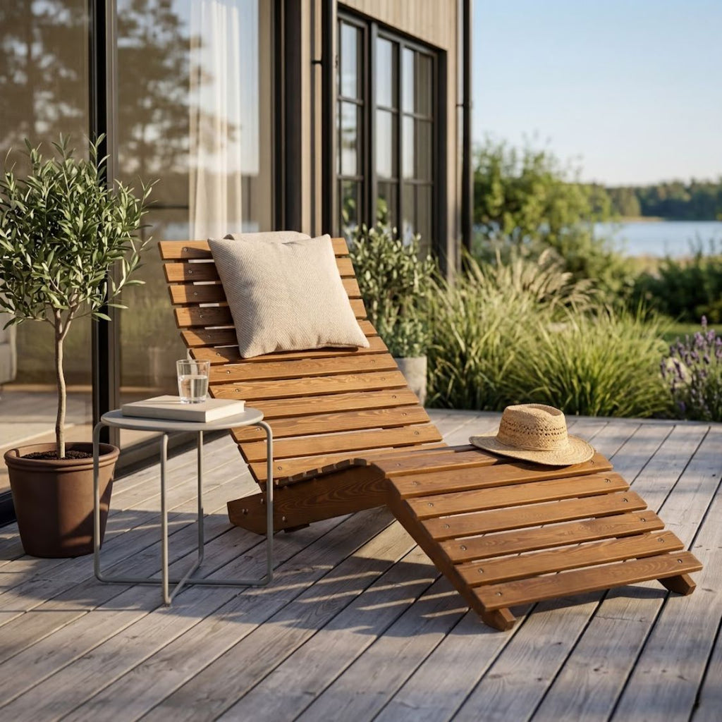 Ergonomischer Liegestuhl aus massivem Lärchenholz – S-förmiges Design für optimalen Komfort