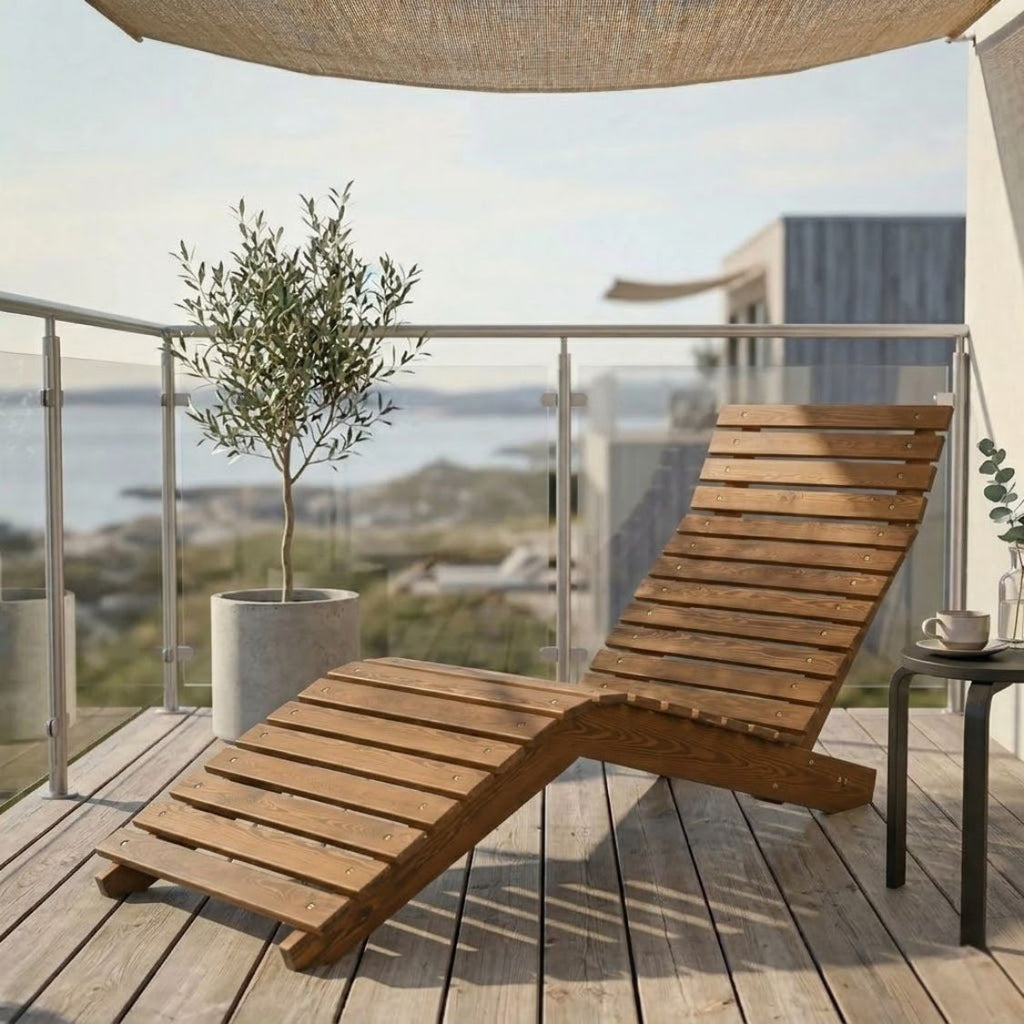 Ergonomischer Liegestuhl aus massivem Lärchenholz – S-förmiges Design für optimalen Komfort