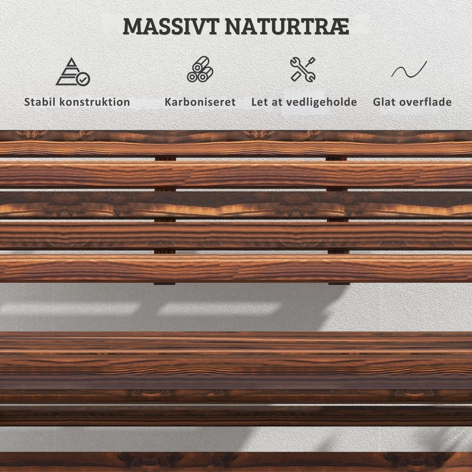 Klappbare Gartenbank für 2 Personen – Massivholz – Rustikales Design – 122 cm