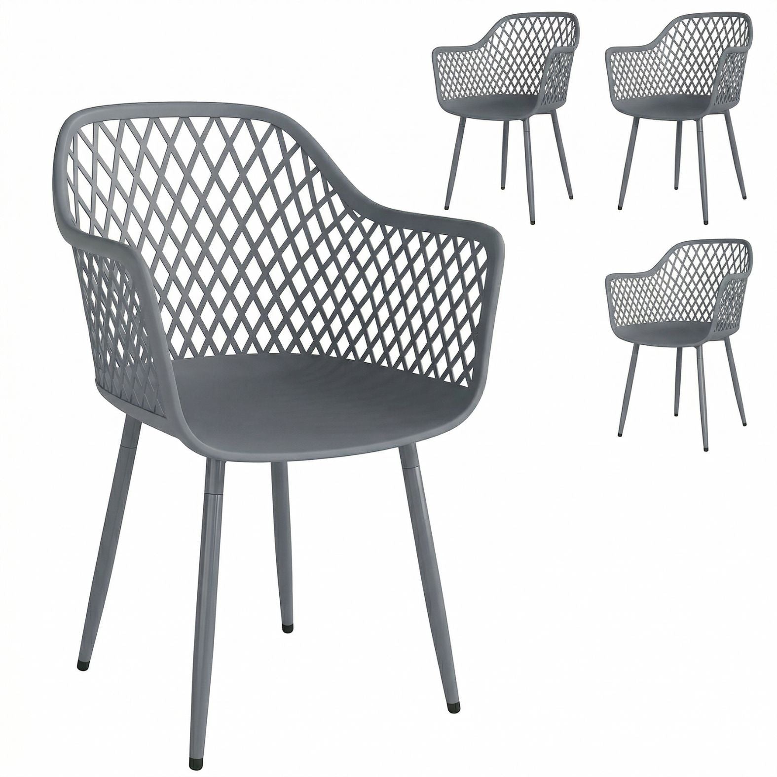 Elegante Gartenstühle im Modernen Design – 4er-Set – Grau