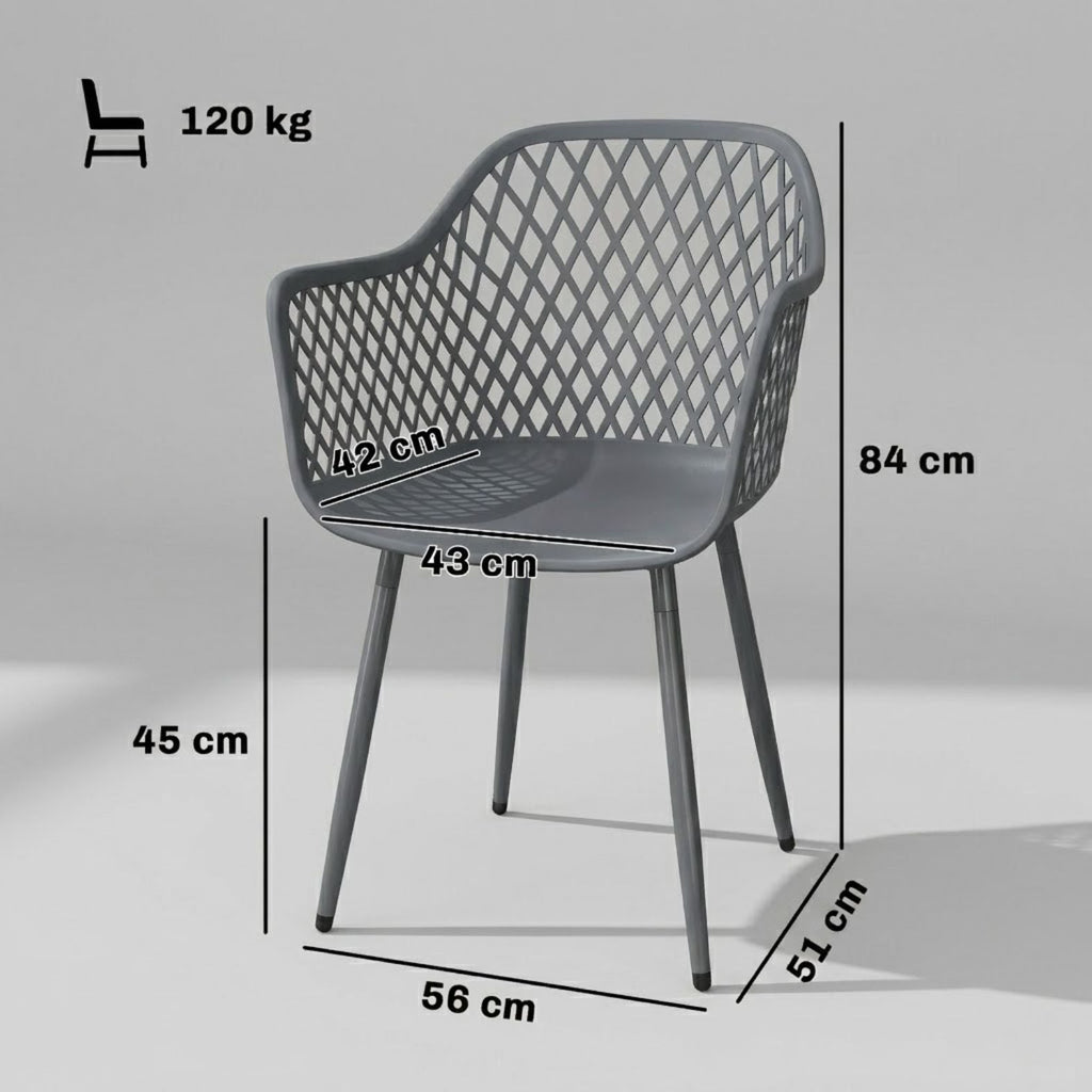 Elegante Gartenstühle im Modernen Design – 4er-Set – Grau