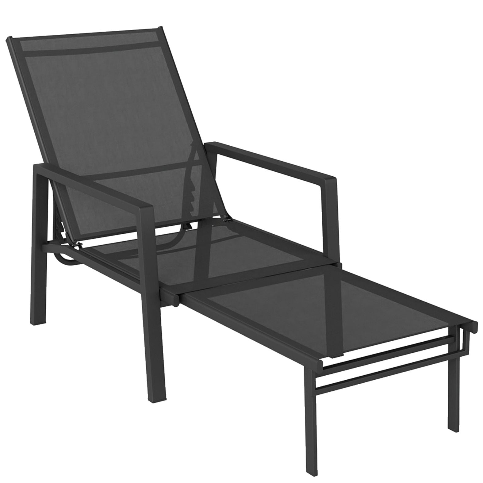 Klappbare Sonnenliege mit Cleverem 2-in-1-Design und Ausziehbarer Fußstütze – Verstellbare Rückenlehne in 5 Positionen – Für Garten & Balkon