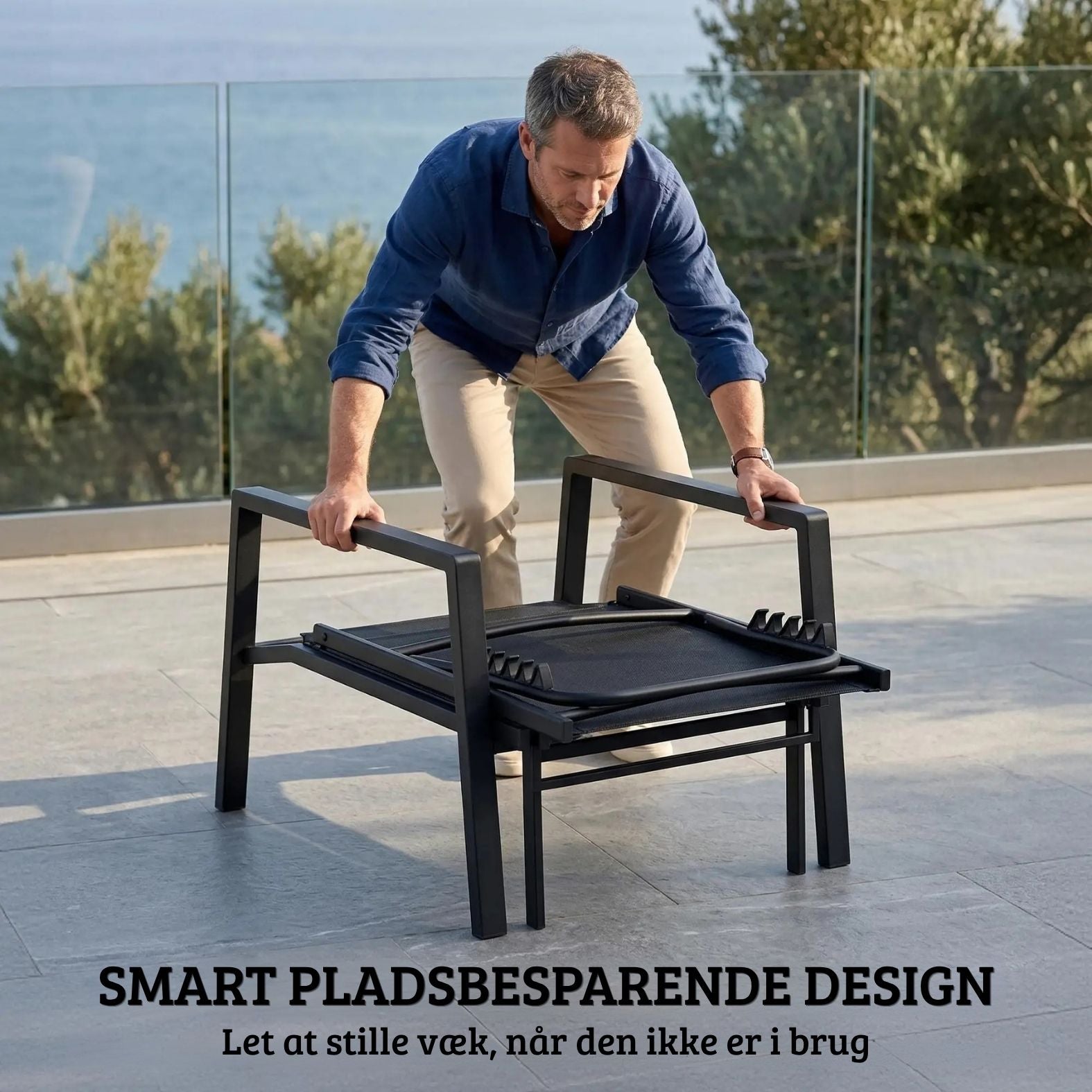 Klappbare Sonnenliege mit Cleverem 2-in-1-Design und Ausziehbarer Fußstütze – Verstellbare Rückenlehne in 5 Positionen – Für Garten & Balkon