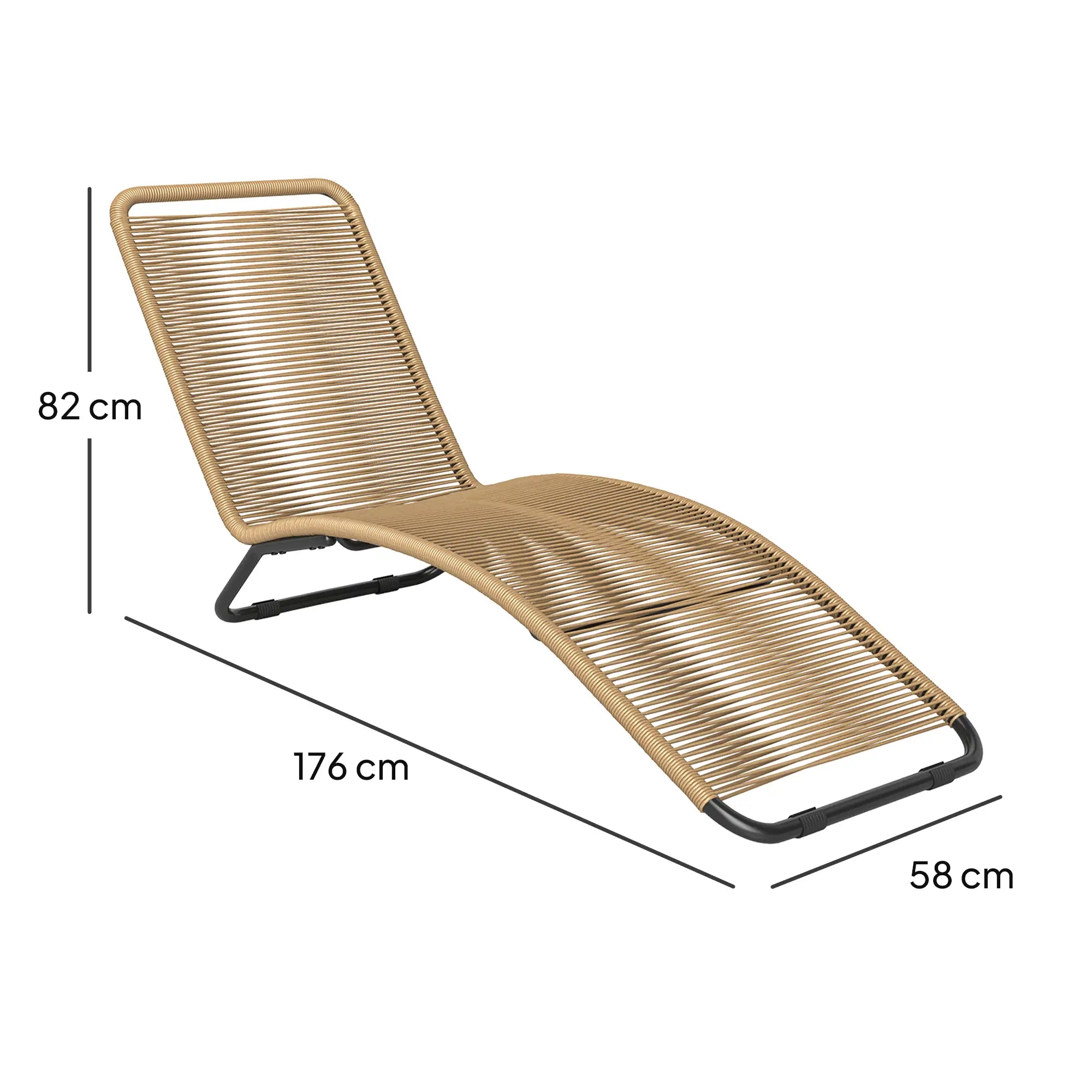 Ergonomische Sonnenliege aus naturfarbenem Polyrattan – Stilvolles S-förmiges Design