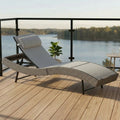 Stilvolle ergonomische S-förmige Sonnenliege aus Polyrattan – Verstellbare Rückenlehne – Grau