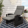 Grand patio Relaxliege Rattan Sonnenliege mit Verstellbarer Rückenlehne & Sitzkissen, Outdoor Liegesessel Braun/Dunkelgrau