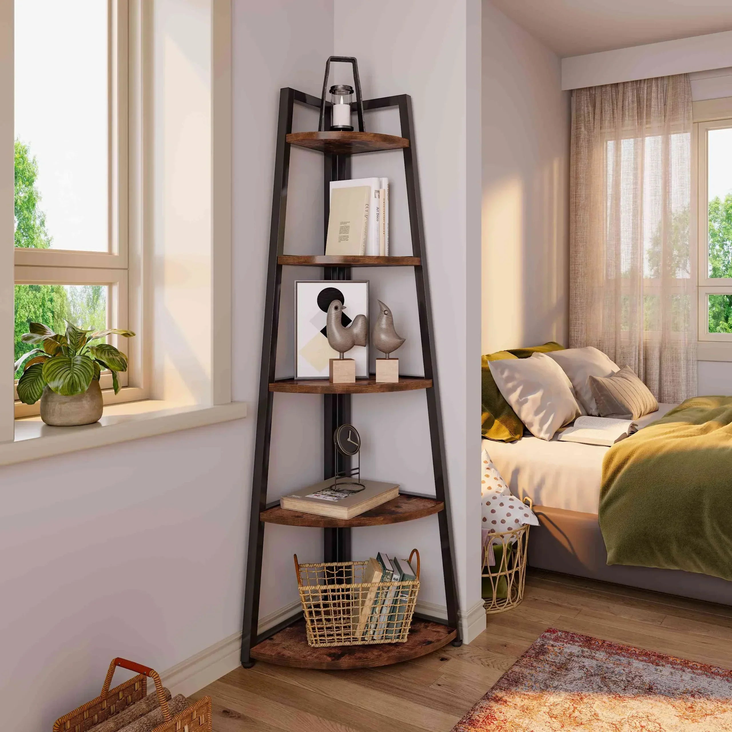 Elegantes Eckregal mit 5 Ablagen – Skandinavisches Design