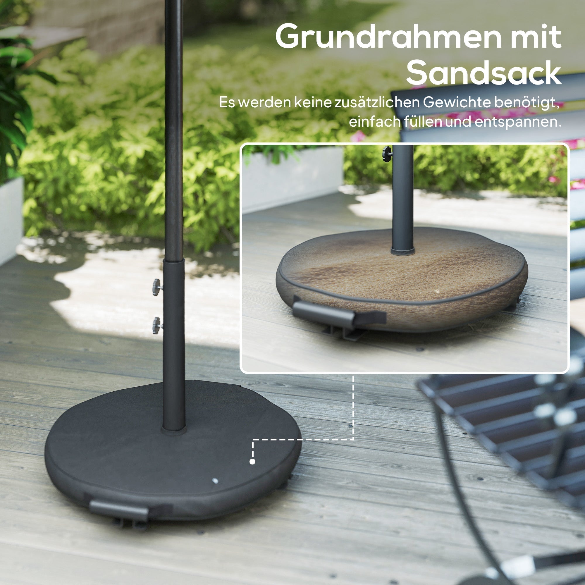Stilvoller Sonnenschirm mit Kurbelmechanismus, Verstellbarer Neigung & Schirmständer – Ø300 cm