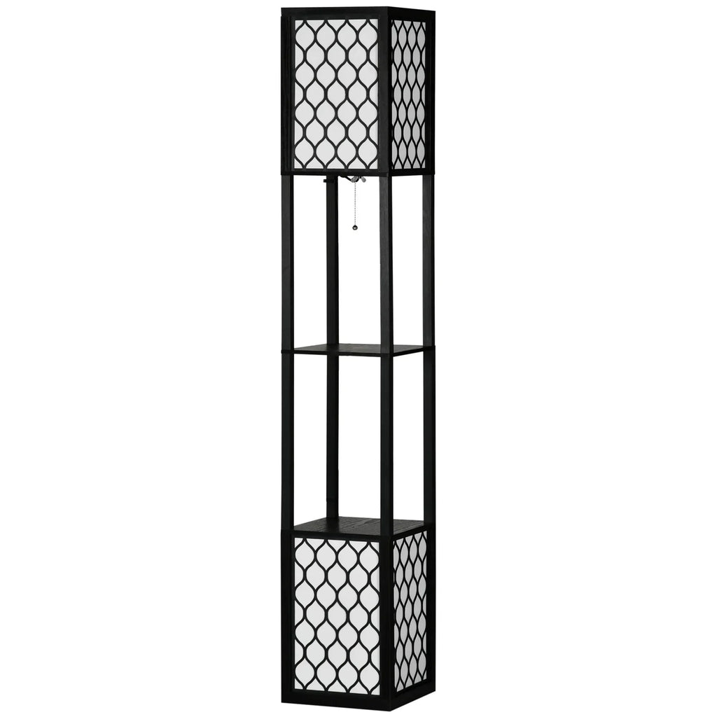 Einzigartige Stehlampe mit 2 Ablagen – Originelles Design – 26 × 26 × 156 cm