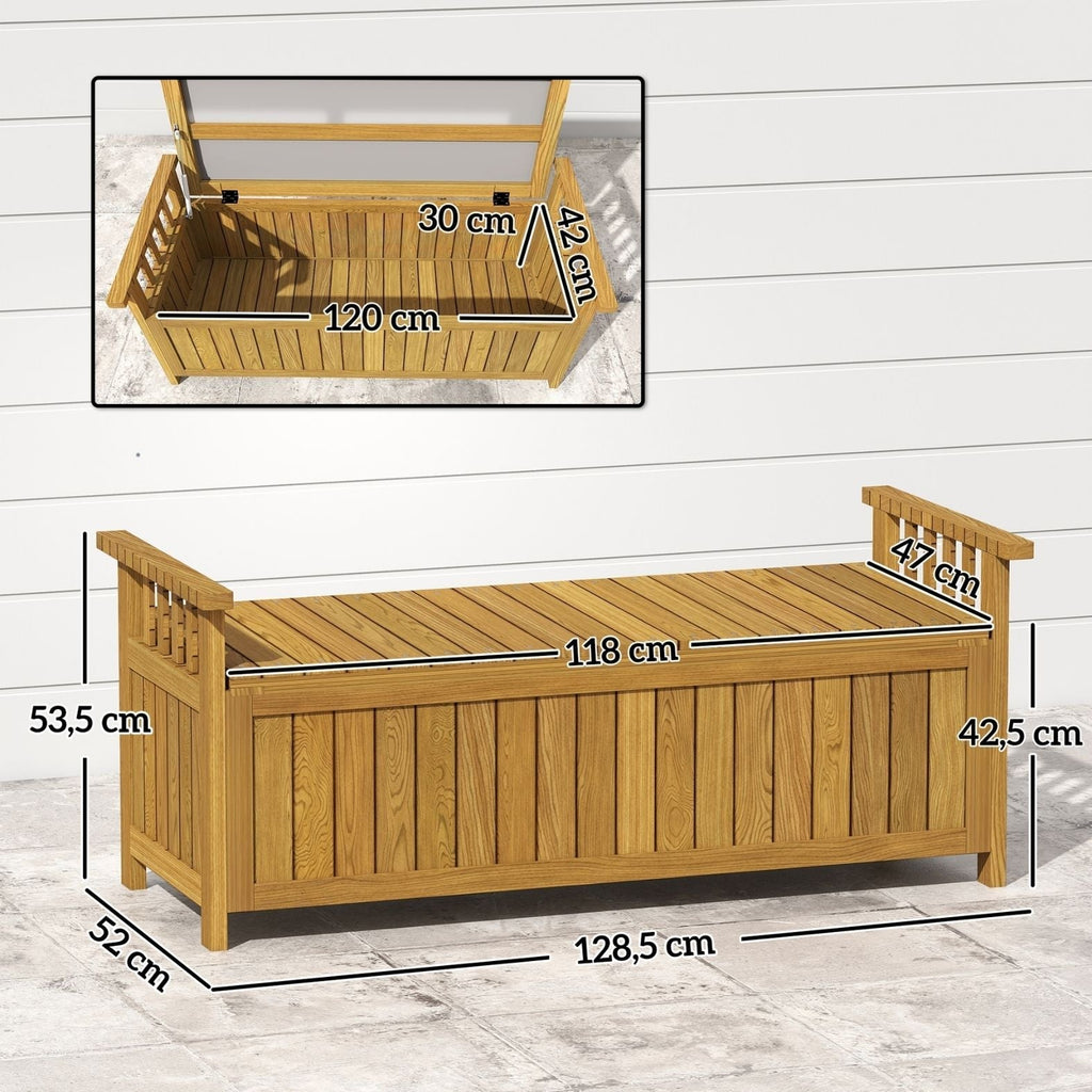 Robuste 2-Sitzer Gartenbank aus Massivholz mit Stauraum – 128 cm