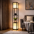 Einzigartige Stehlampe mit 2 Ablagen – Originelles Design – 26 × 26 × 156 cm