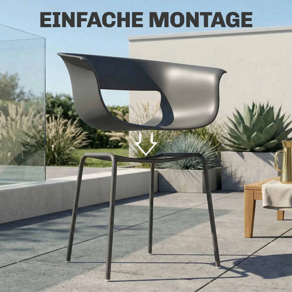 4er-Set Moderne Gartenstühle mit Ergonomischem Design und Armlehnen – Für Balkon und Terrasse
