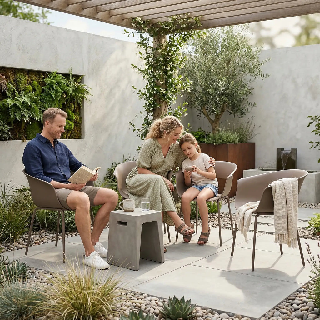 4er-Set Moderne Gartenstühle mit Ergonomischem Design und Armlehnen – Für Balkon und Terrasse