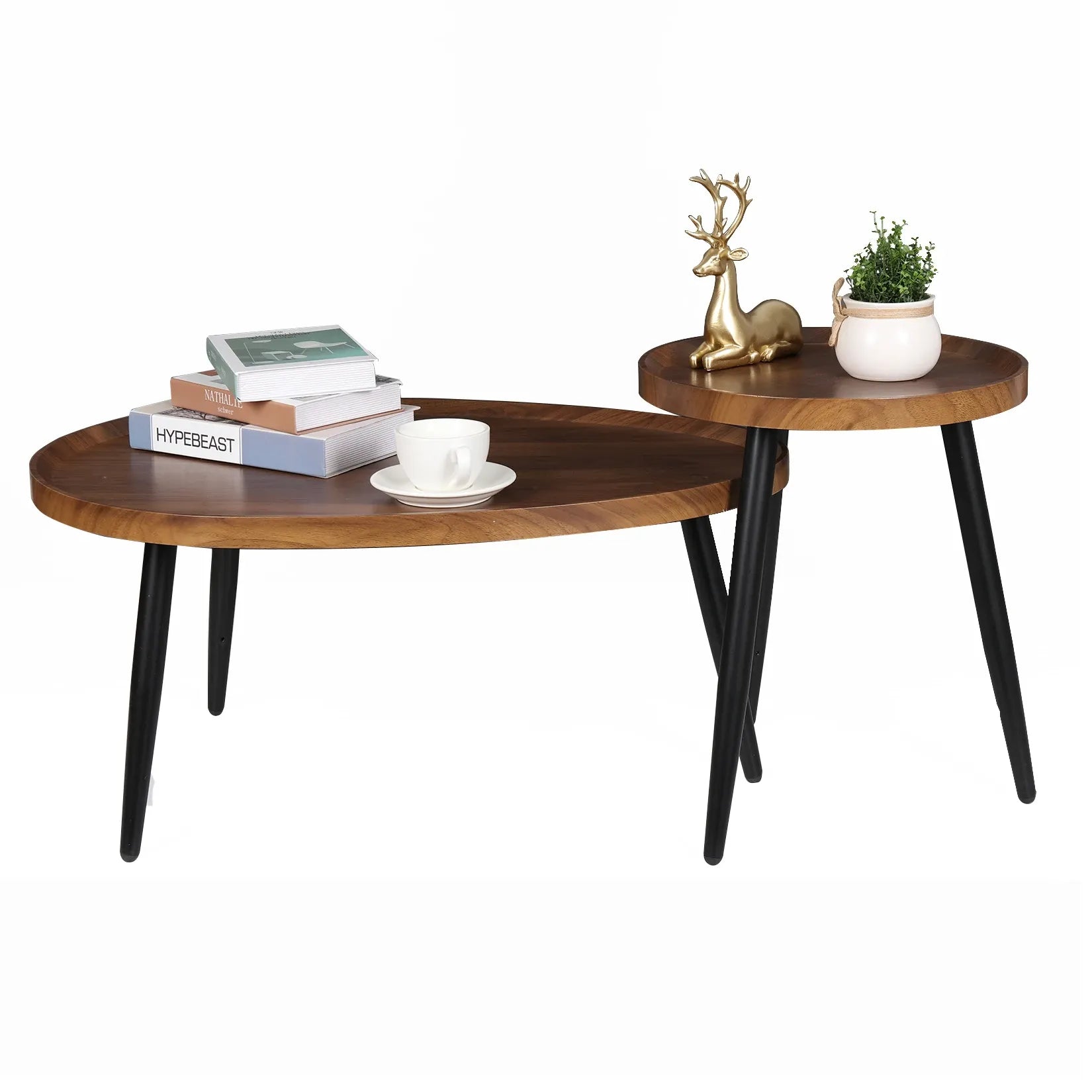 Eleganter 2-in-1 Couchtisch – Rund und Oval
