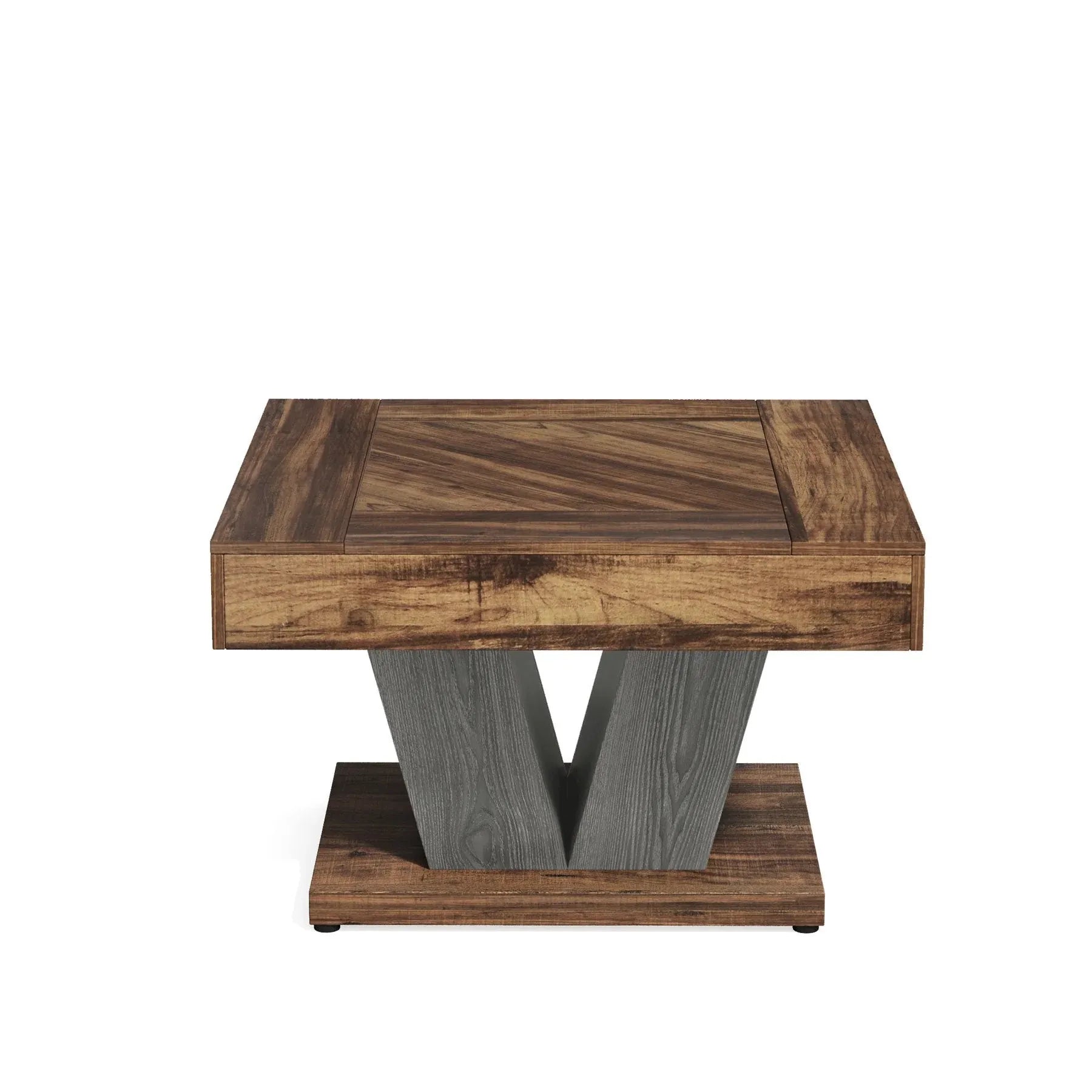 Rustikaler Quadratischer Couchtisch aus Holz – Einzigartiges Design – 80 × 80 cm