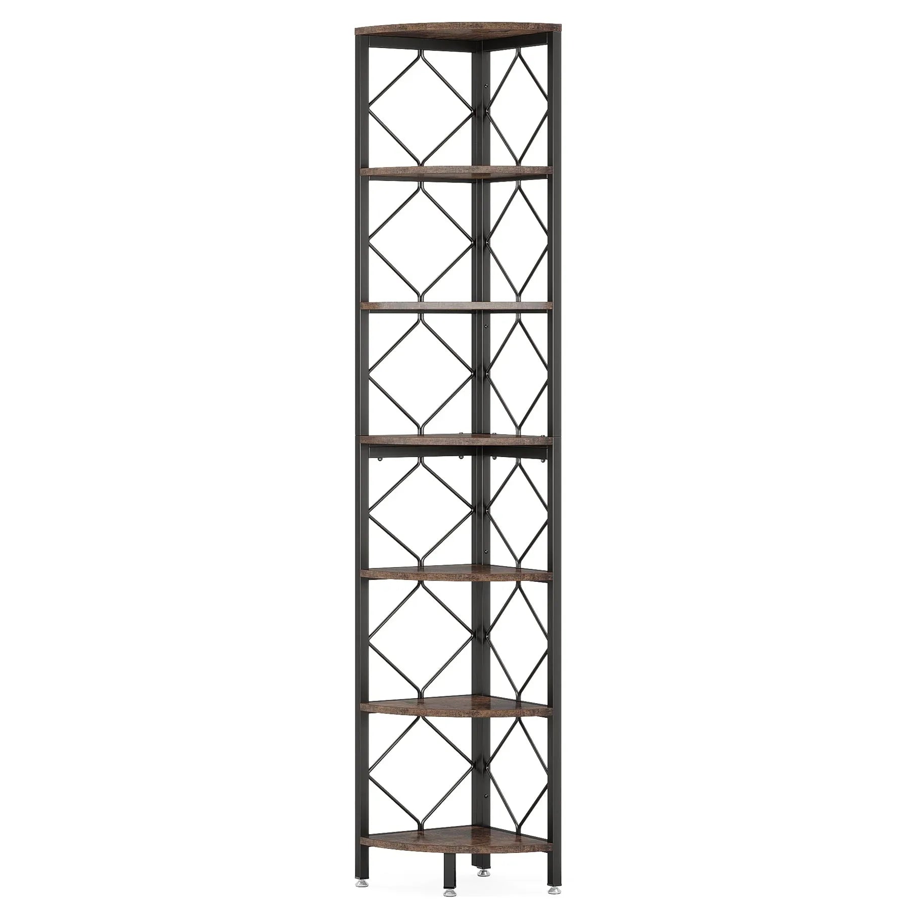 Rustikales Eckregal aus Holz und Metall – Industrial-Stil – 200 cm
