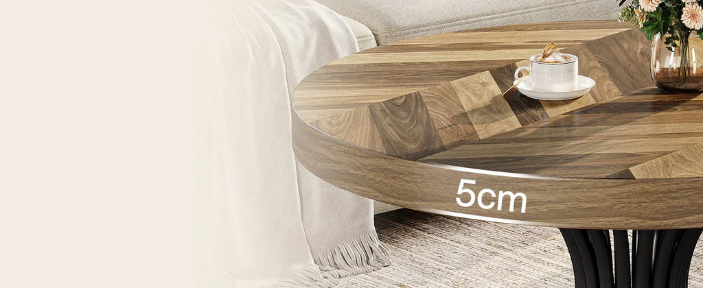 Stilvoller Runder Couchtisch – Spiralformiges Stahlgestell – Ø80 cm